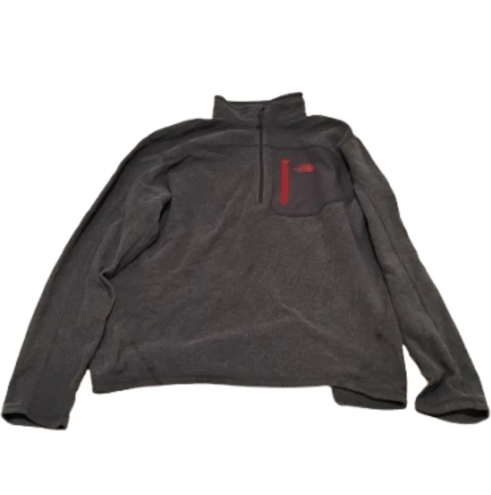 The North Face Men's Fleece Polartec Quarter Zip Gray Pullover Top Sz L
